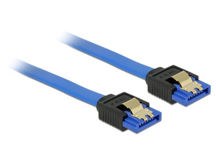 DELOCK Cable SATA 6 Gb/s receptacle straight > SATA receptacle straight 50cm blue with gold clips