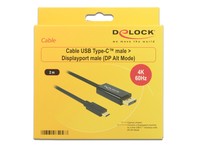 DELOCK Cable USB Type-C male > Displayport male (DP Alt Mode) 4K 60 Hz 2 m black