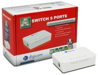 Digicom Switch 5 Porte 10/100 Plastica Formato Mini Bianco