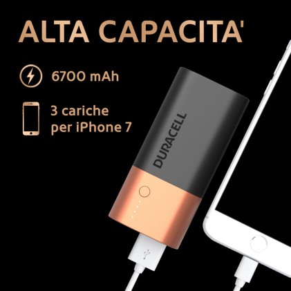 Duracell Powerbank 6700 mAh Nero, Oro