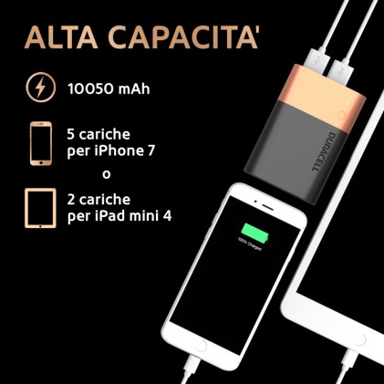 Duracell Powerbank 10050 mAh Nero, Oro