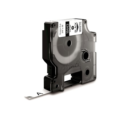ORIGINALE DYMO Nastro Nero su bianco S0718580 18443 Nastro in vinile, Rhino, IND, 9mm x 5,5m, bianco su nero