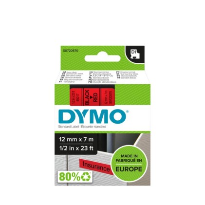 ORIGINALE DYMO Nastro Nero su rosso S0720570 45017 12mm x 7m, Standard-D1-ruolo