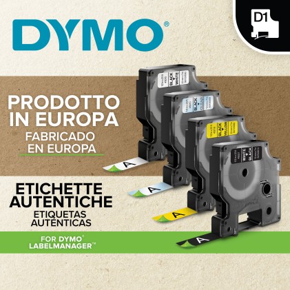 ORIGINALE DYMO Nastro Nero su giallo S0720730 40918 9mm x 7m, nastro standard D1