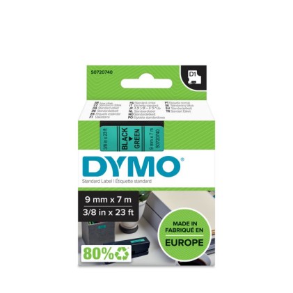 ORIGINALE DYMO Nastro Nero su verde S0720740 40919 9mm x 7m, nastro standard D1