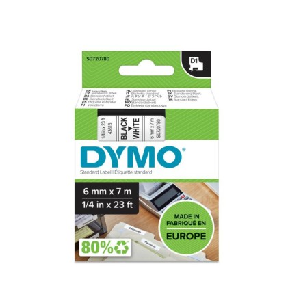 ORIGINALE DYMO Nastro Nero su bianco S0720780 43613 6mm x 7m, nastro standard D1