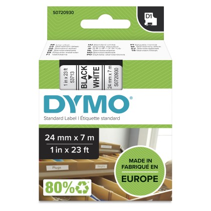 ORIGINALE DYMO Nastro Nero su bianco S0720930 53713 24mm x 7m, Nastro-D1-Standard