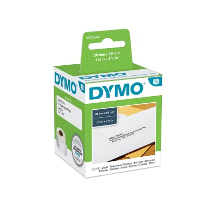 ORIGINALE DYMO Etichette Bianco S0722370 99010 bianche etichette per l&#39;idirizzio, 89x28mm, 2x130