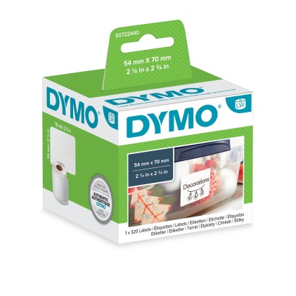 ORIGINALE DYMO Etichette S0722440 99015 Etichette, 70x54mm, bianco, 1x320 Pezzi