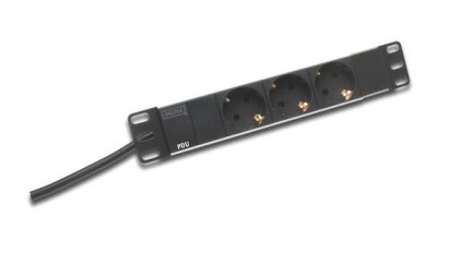 Multipresa Per Armadi 10" 1 Unita In Alluminio Con 3 Prese Schuko 16A E Una Spina Schuko 16A