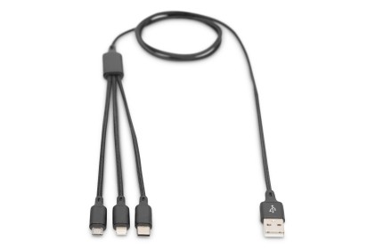 Digitus Cavo Di Ricarica 3 In 1, Usb A, Lighning + Micro Usb + Usb-C
