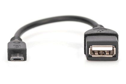 LogiLink Cavo OTG Micro USB 20 Cm - Maschio A Femmina, Per Collegare Chiavette USB E Mouse A Smartphone E Tablet