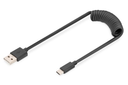 Digitus Cavo A Spirale Usb 2.0 - Da Usb - A A Usb - C Mt 1