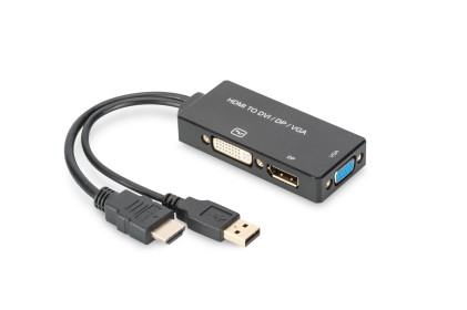 Adattatore Hdmi - Dp+Dvi+Vga 3 In 1