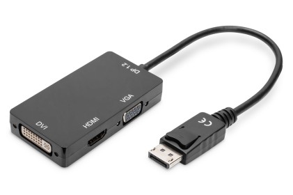 Adattatore Video 3 In 1 Connettore Dp Maschio - Hdmi + Dvi + Vga