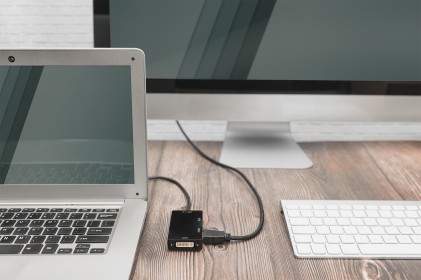 Adattatore Video 3 In 1 Connettore Dp Maschio - Hdmi + Dvi + Vga