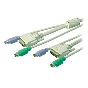 Set Cavi Tripli Octopus Con Connettori Dvi-D (24+1) Maschio E 2 Connettori Ps2 6 Poli Maschio Per Tastiera E Mouse - Lunghezza 5 Mt.