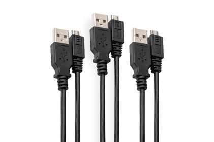 Confezione 3 Cavi Usb 2.0 Micro Usb 1 Mt 3A, Colore Nero