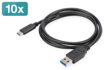 Confezione 10 Cavi Usb 3.0 Tipo C M/M, Mt 1 3A, 5Gb Nero