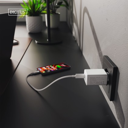 Caricatore Usb Gan 30W, 1X Usb-C, 1X Usb-A