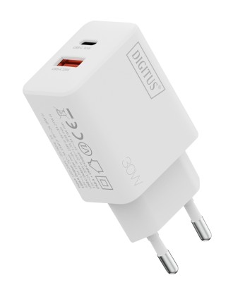 Caricatore Usb Gan 30W, 1X Usb-C, 1X Usb-A