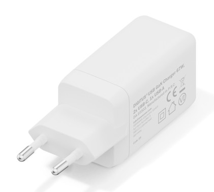 Caricatore Usb Gan 67W, 2X Usb-C, 1X Usb-A