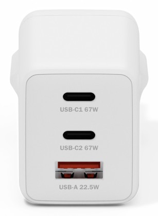 Caricatore Usb Gan 67W, 2X Usb-C, 1X Usb-A