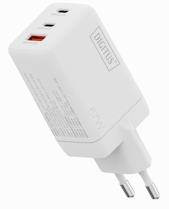 Caricatore Usb Gan 67W, 2X Usb-C, 1X Usb-A