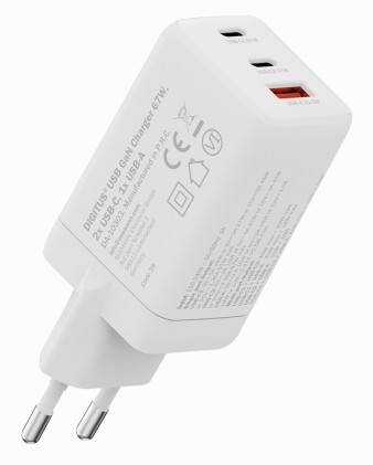 Caricatore Usb Gan 67W, 2X Usb-C, 1X Usb-A