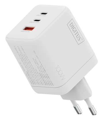 Caricatore Usb Gan 100W, 2X Usb-C, 1X Usb-A