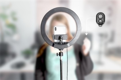 Luce Led Ad Anello 33 Cm Supporto Trepiede