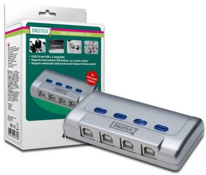 Data Switch Elettronici Per 4 Pc Con 1 Periferica Usb 2.0