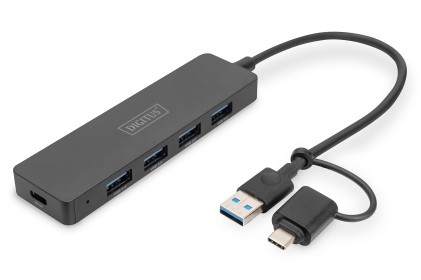 Digitus Hub Usb 3.0, 4 Porte, Slim Line