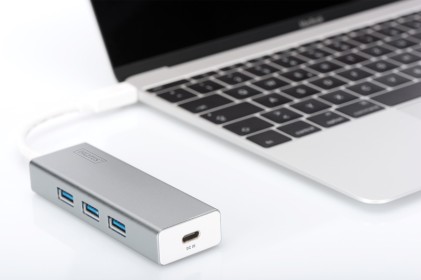 HUB USB 3.0 CON 3 PORTE USB 3.0 TIPO "A" E 1 PORTA TIPO "C", CONNETTORE MASCHIO TIPO "C"