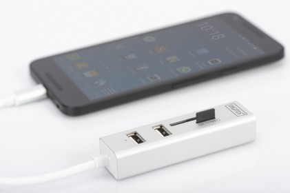 Hub Otg 3 Porte Tipo &#34;C&#34; Usb 2.0 Con Lettore Di Schede Digitus