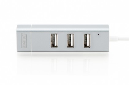 Hub Con 3 Porte Usb 2.0 Tipo &#34;A&#34; E 1 Porta Rete Rj45&#34;, Connettore Maschio Tipo &#34;C&#34;