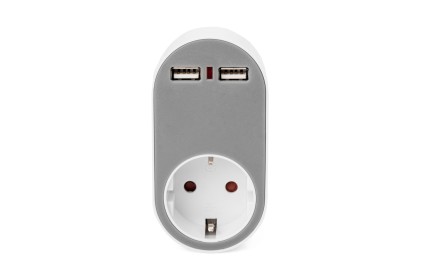 Presa A Muro Spina E Presa Schuko Con 2 Prese Usb Tipo &#34;A&#34; Femmina Digitus
