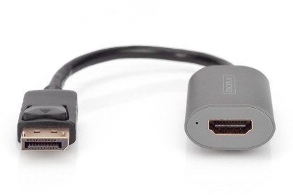 Convertitore Displayport - Hdmi, 20 Cm 8K/60Hz, Grigio, Alloggiamento In Alluminio  Digitus