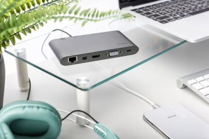 Docking Station Universale Usb-C, 11 Porte 3X Video 1X Usb-C 3X Usb3.0 Rj45 2X Lettore Card
