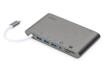 Docking Station Universale Usb-C, 11 Porte 3X Video 1X Usb-C 3X Usb3.0 Rj45 2X Lettore Card