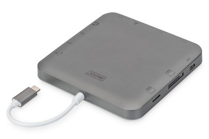 Docking Station Usb Tipo C 11 Porte Con 3 Porte Video Hdmi, Mini Dp, Vga, 1X Usb-C, 3X Usb 3.0, Rj45, 2 X Lettore Card