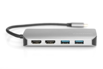 Docking Station Usb-C 8 Porte, 2Xusb3.0, 1Xrj45, 2Xhdmi, 1Xpd, 1Xmicro Sd, 1Xsd, Grigio Digitus
