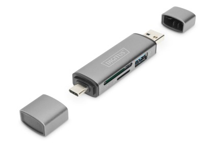 Combo Card Reader Hub (Usb-C+Usb 3.0) 1X Sd, 1X Microsd, 1X Usb 3.0, Grigio