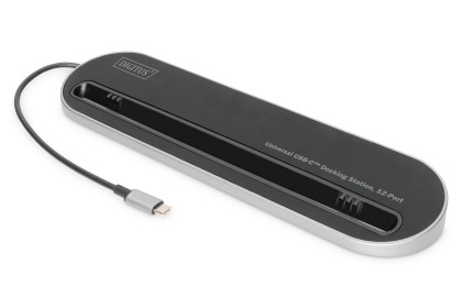 Docking Station Usb-C 12 Porte, Grigio, Hdmi, Dp, 2X Usb-C, 4X Usb-A, Rj45, 1X 3,5Mm, Sd/Microsd Digitus