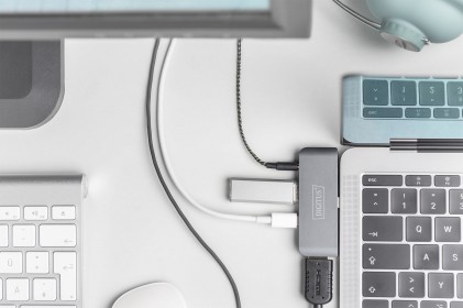 Docking Station Digitus Usb-C<Sup>&trade;</Sup> 4 Porte Hdmi, Usb-A, Usb-C Pd, Audio 3,5Mm