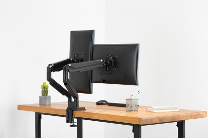 Supporto A Incastro Doppio Con Pressione A Gas Per Monitor 17-32&#34;, 2X 9 Kg (Max), Nero