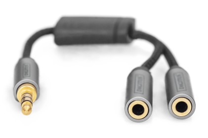 Digitus Adattatore Audio Per Cuffie, Da Connettore Jack Da 3,5 Mm A 2 Prese Da 3,5 Mm
