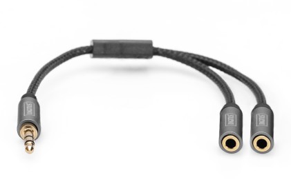 Digitus Adattatore Audio Per Cuffie, Da Connettore Jack Da 3,5 Mm A 2 Prese Da 3,5 Mm