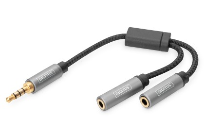Digitus Adattatore Audio Per Cuffie, Da Connettore Jack Da 3,5 Mm A 2 Prese Da 3,5 Mm