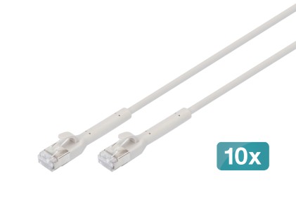 Digitus Cavo Patch Angolato Cat 6A F-Ftp, Rame, 2 M, Grigio Conf 10 Pezzi